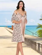 Gecelik ve Çiçek Desenli Sabahlık Takım Lady 557 Görsel