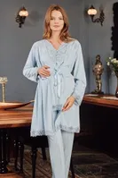 Hamile Lohusa 3 Lü Pijama Sabahlık Takım Bone Club 5104 görsel 4