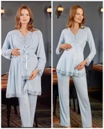 Hamile Lohusa 3 Lü Pijama Sabahlık Takım Bone Club 5104 farklı açı