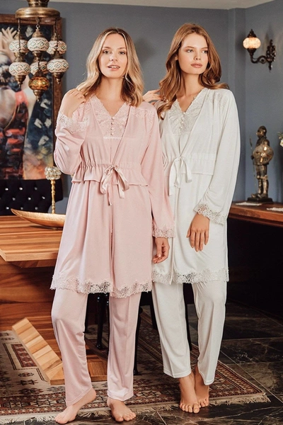 Hamile Lohusa 3 Lü Pijama Sabahlık Takım Bone Club 5104