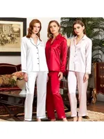 2'Li Saten Pijama Takımı Jeremi 6526 Bordo detay görünüm