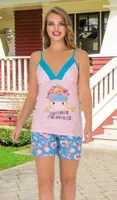 Çiçekli Princess İnce Askılı Şortlu Kadın Pijama Takım Lady 7652