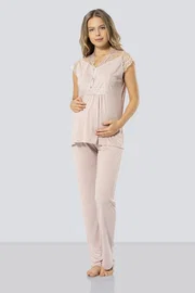 Türen Lohusa Hamile Pijama Takımı Türen 3294/PUDRA