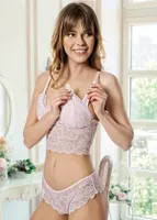 MammaBra Lotus Pembe Simli Emzirme Takımı MB3001 Pembe