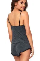Merry See Dantel İşlemeli Şortlu Alt Üst Pijama Takım Gri görsel 4