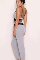 Merry See Gri Dantel İşlemeli Eşofman Pijama Alt Üst Takım Gri görsel 4