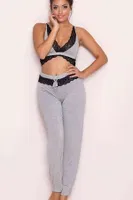 Merry See Gri Dantel İşlemeli Eşofman Pijama Alt Üst Takım Gri görsel 5