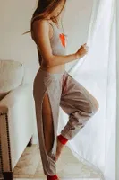 Merry See Özel Tasarım Dantel Kalp Tasarımlı Pijama Takım Gri Gri detay görünüm