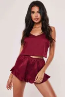 Merry See Saten Şortlu Takım Bordo MS2308 Bordo Bordo farklı açı