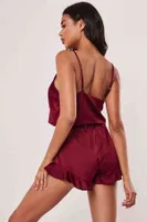 Merry See Saten Şortlu Takım Bordo MS2308 Bordo Bordo görsel 5