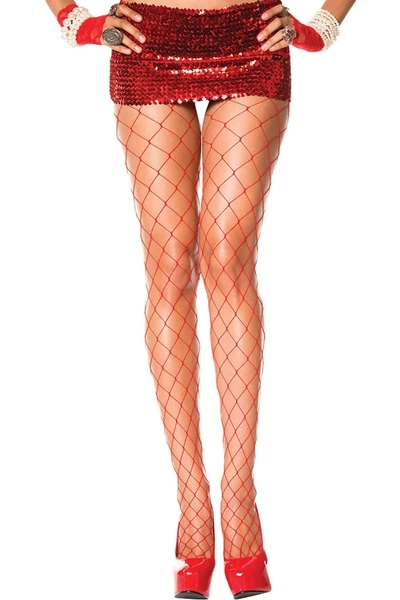 Merry See Seksi Fileli Çorap Kırmızı