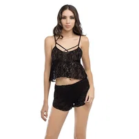 NBB NBB İnce Askılı Bant Detaylı Dantel Atlet Şort Takım 3259