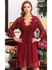 Jeremi Penye 6'lı Dantelli Gecelik Sabahlık Takımları Seti Jeremi 800