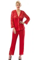 Penye Uzun Kollu Kırmızı Pijama Takım Sistina 1570 Kırmızı görsel 4
