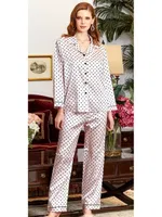 Saten Puantiyeli Pijama Takım Jeremi 3196 Pudra