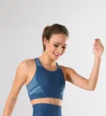 Spor Büstiyer Örme Seamless Dikişsiz Yoga Fitnes Plates Miss Fit 11178 Mavi görsel 4