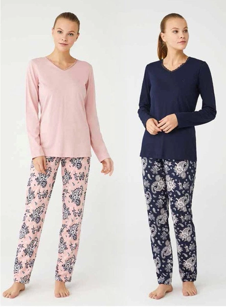 V Yaka Kadın Pijama Takım Mod Collection 3376