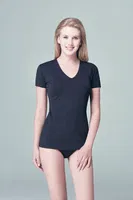 V Yaka Kısa Kol T-Shirt Dagi 5003KC Siyah farklı açı