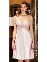 2'li Kısa Dantel Saten Gecelik Sabahlık Takım Jeremi 3126 detay görünüm