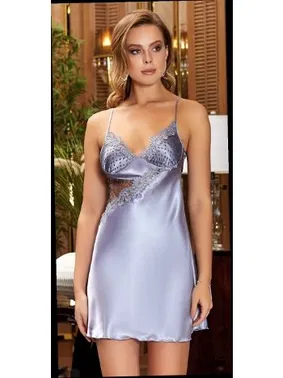 Jeremi 2'li Kısa Dantelli Saten Gecelik Sabahlık Takım Jeremi 3059