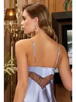 2'li Kısa Dantelli Saten Gecelik Sabahlık Takım Jeremi 3059 Gümüş farklı açı