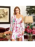 2'li Kısa Desenli Gecelik Sabahlık Takım Jeremi 3162 Pembe