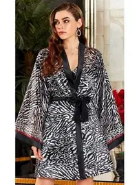 Jeremi 2'li Kısa Saten Askılı Gecelik Sabahlık Takım Jeremi 3032