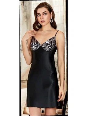 Jeremi 2'li Kısa Saten Askılı Gecelik Sabahlık Takım Jeremi 3032 - Alternatif Görünüm