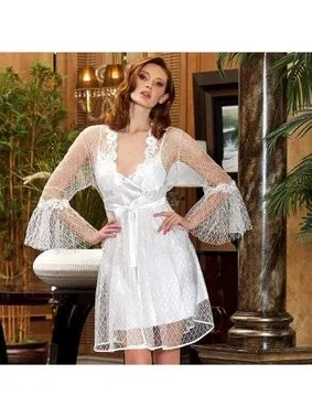 Jeremi 2'li Kısa Saten Puantiyeli Gecelik Sabahlık Takım Jeremi 3048