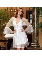 2'li Kısa Saten Puantiyeli Gecelik Sabahlık Takım Jeremi 3048