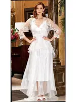 2'li Uzun Dantelli Saten Gecelik Sabahlık Takım Jeremi 3041