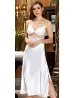 2'li Uzun Saten Güpürlü Gecelik Sabahlık Takım Jeremi 3047 detay görünüm