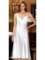 2'li Uzun Saten Tül Gecelik Sabahlık Takım Jeremi 3144 Krem detay görünüm