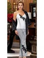 3'lü Askılı Saten Pijama Takım Jeremi 3177 Siyah