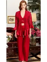 3'lü Dantel Saten Büstiyerli Pijama Takım Jeremi 3169 Bordo detay görünüm