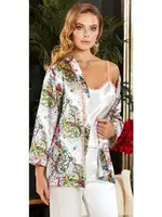 3'lü Saten Desenli Askılı Pijama Takım Jeremi 3140 Krem