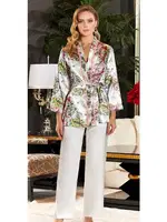 3'lü Saten Desenli Askılı Pijama Takım Jeremi 3140 Krem detay görünüm