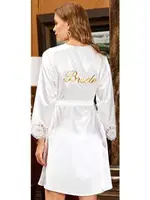 6'lı Saten Dantelli Gecelik Sabahlık Bride Takımları Seti Jeremi 1010 Ekru detay görünüm