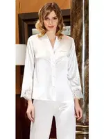 6'lı Saten Dantelli Gecelik Sabahlık Bride Takımları Seti Jeremi 1010 Ekru görsel 4