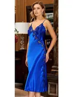 6'lı Saten Dantelli Gecelik Sabahlık Takımları Seti Jeremi 1005 Saks detay görünüm