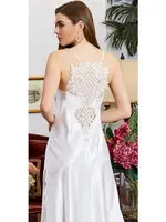 6'lı Saten Dantelli Gecelik Sabahlık Takımları Seti Jeremi 1025 Ekru detay görünüm