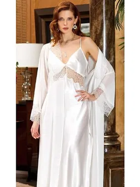 Jeremi 6'lı Saten Dantelli Gecelik Sabahlık Takımları Seti Jeremi 1040