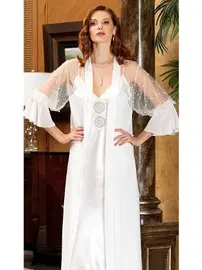 Jeremi 6'lı Saten Dantelli Gecelik Sabahlık Takımları Seti Jeremi 1050