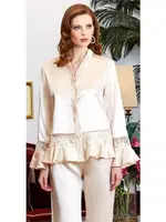 6'lı Saten Dantelli Gecelik Sabahlık Takımları Seti Jeremi 1055 Pudra görsel 4