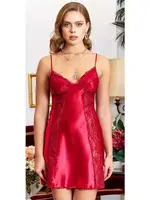 6'lı Saten Dantelli Gecelik Sabahlık Takımları Seti Jeremi 1095 Bordo detay görünüm