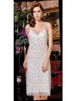 6'lı Saten Dantelli Gecelik Sabahlık Takımları Seti Jeremi 624 Ekru detay görünüm