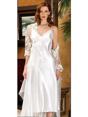 Jeremi 6'lı Saten Dantelli Gecelik Sabahlık Takımları Seti Jeremi 905 - Alternatif Görünüm