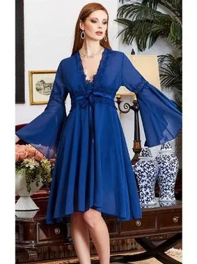 Jeremi 6'lı Saten Dantelli Gecelik Sabahlık Takımları Seti Jeremi 965