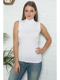 Akbeniz Akbeniz Bayan Sıfır Kol Yarım Balıkçı Yaka Body 262B