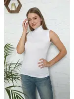 Akbeniz Bayan Sıfır Kol Yarım Balıkçı Yaka Body 262B Beyaz detay görünüm